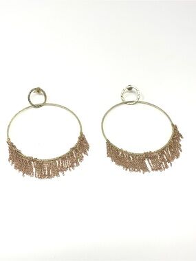 New Anthropologie Hoop Fringe Earrings Gold